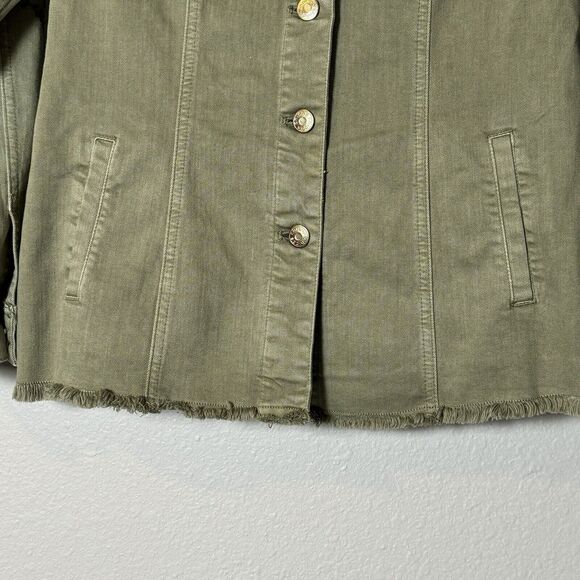 Chico's Embroidered Sage-Denim Jacket Women's Size 0 US 4/6 Extra Small - Picture 9 of 13